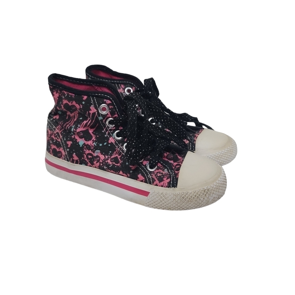 Extremely Me! Heart Print Metallic Laces Mid Top Sneakers Toddler Girl 12